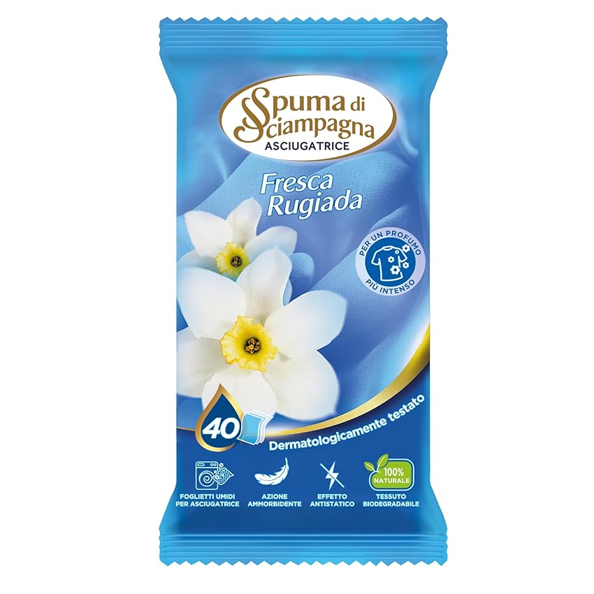Spuma di Sciampagna - Foglietti Umidi Asciugatrice Fragranza Fresca Rugiada
