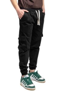 Pantaloni Cargo Uomo Cotone Leggero Elasticizzato Tasconi Laterali Molla VEQUE