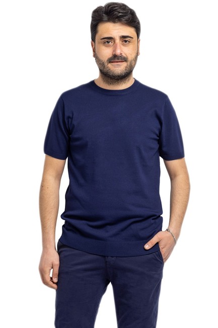 T-shirt Uomo Di Filo Maglia Girocollo Maglietta Mezza Manica Elasticizzata VEQUE