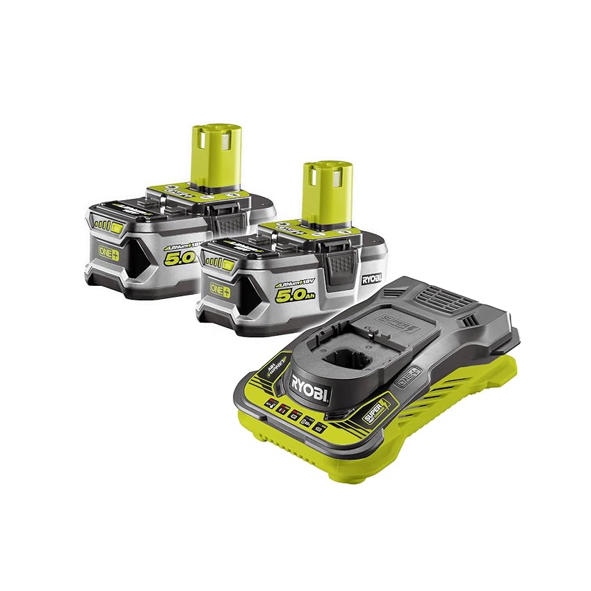 Ryobi Kit Batteria e Caricabatterie Originali 18V ONE+ con 2 Batterie 5 Ryobi Kit Batteria e Caricabatterie Originali 18V ONE+ con 2 Batterie 5