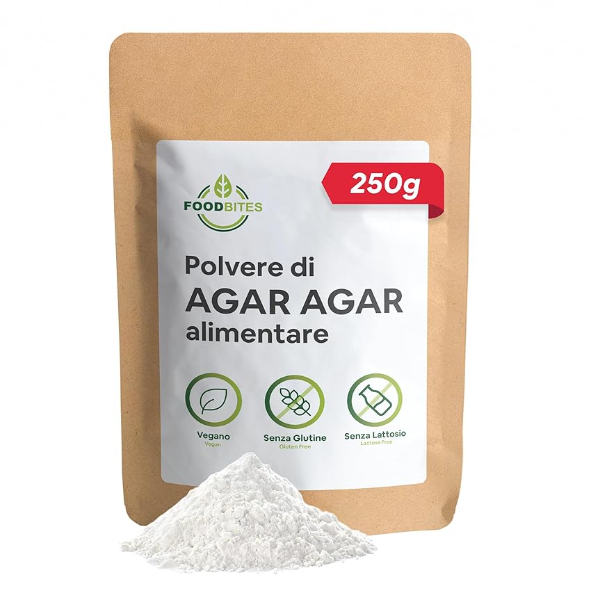 Food Bites Agar Agar Polvere Alimentare 250g per Cucinare - Addensante Alimentare per Dolci