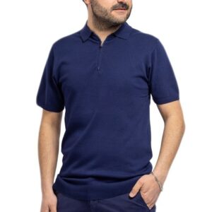 Polo Uomo Mezza Zip Casual T-Shirt Di Filo Elegante Maglia Mezza Manica VEQUE
