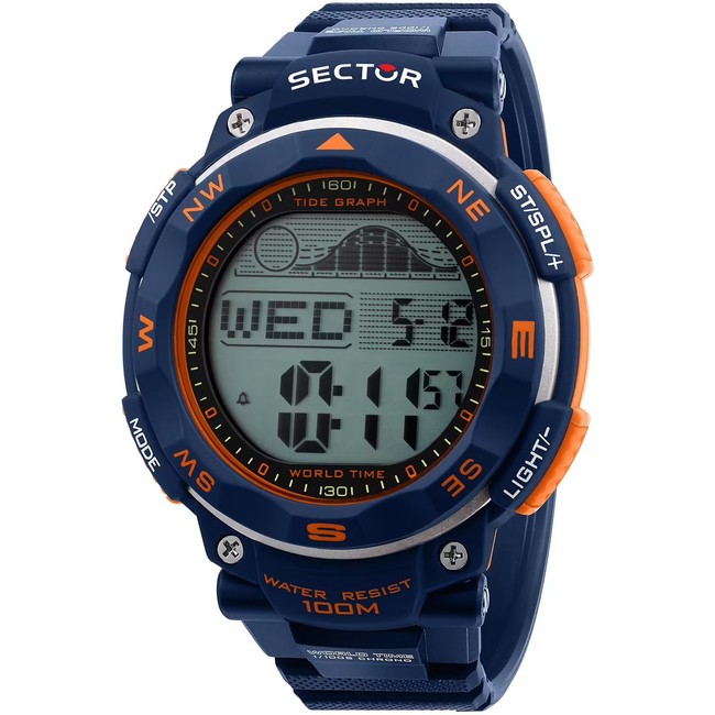 Orologio Uomo SECTOR EX-35 R3251534001 Silicone Blu Chrono Alarm Fasi Lunari