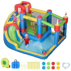 Outsunny Castello Gonfiabile per Bambini 6 in 1 con Scivolo