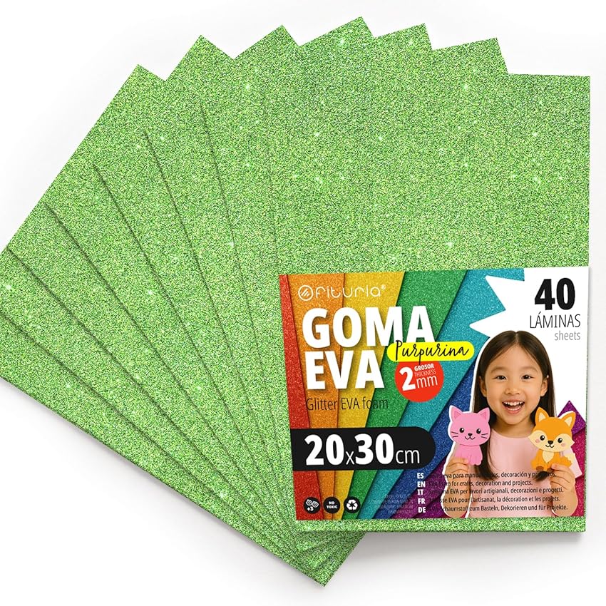 OFITURIA Fogli di Gomma Eva Glitterata per Lavoretti Creativi OFITURIA Fogli di Gomma Eva Glitterata per Lavoretti Creativi