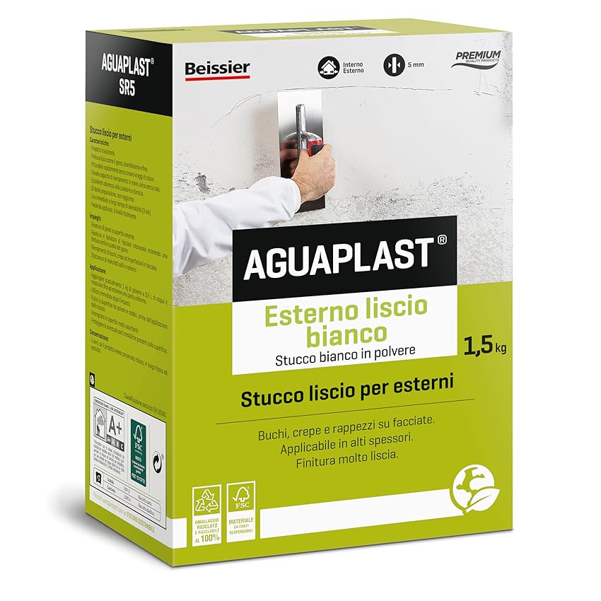 Stucco per Esterni finitura liscia – Aguaplast SR5 per Rasature e Riempimenti di Crepe Stucco per Esterni finitura liscia – Aguaplast SR5 per Rasature e Riempimenti di Crepe