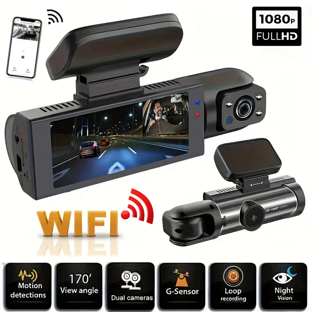 Dash Cam WIFI 1080P a doppia telecamera per auto