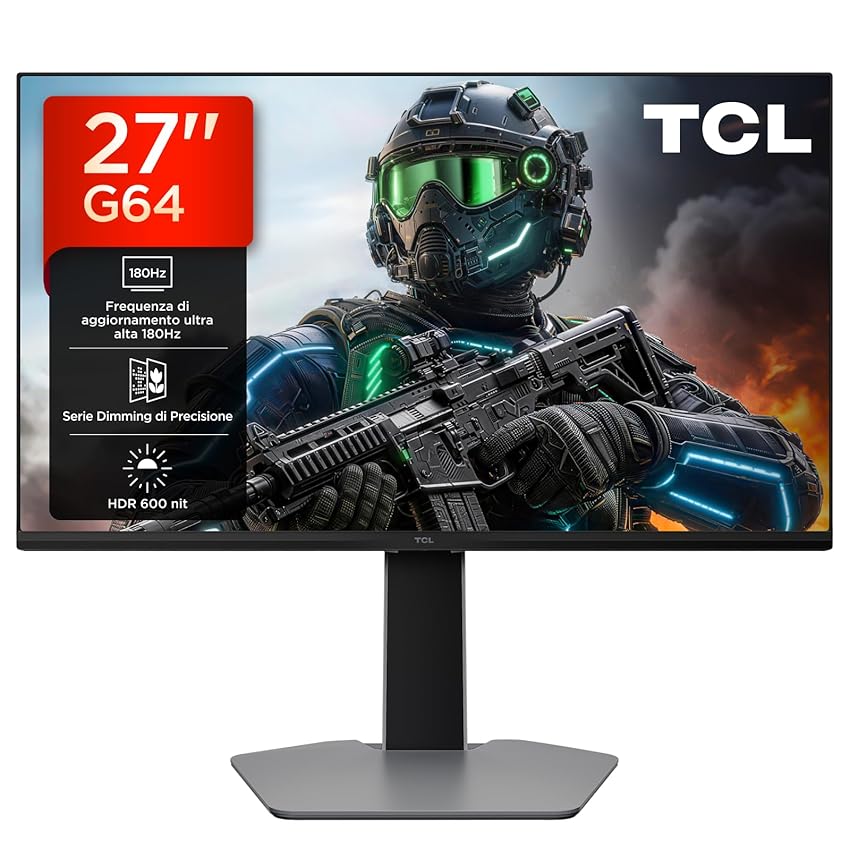 TCL 27G64 Gaming Monitor LED QD Mini da 27 polliciitem namerisoluzione QHD TCL 27G64 Gaming Monitor LED QD Mini da 27 polliciitem namerisoluzione QHD