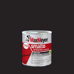 MAXMEYER Smalto a solvente per ferro e legno brillante NERO R9005 0