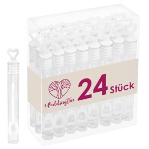 WeddingTree Bolle di Sapone per Matrimonio 24 Flaconcini con Manico a Cuore | Idea