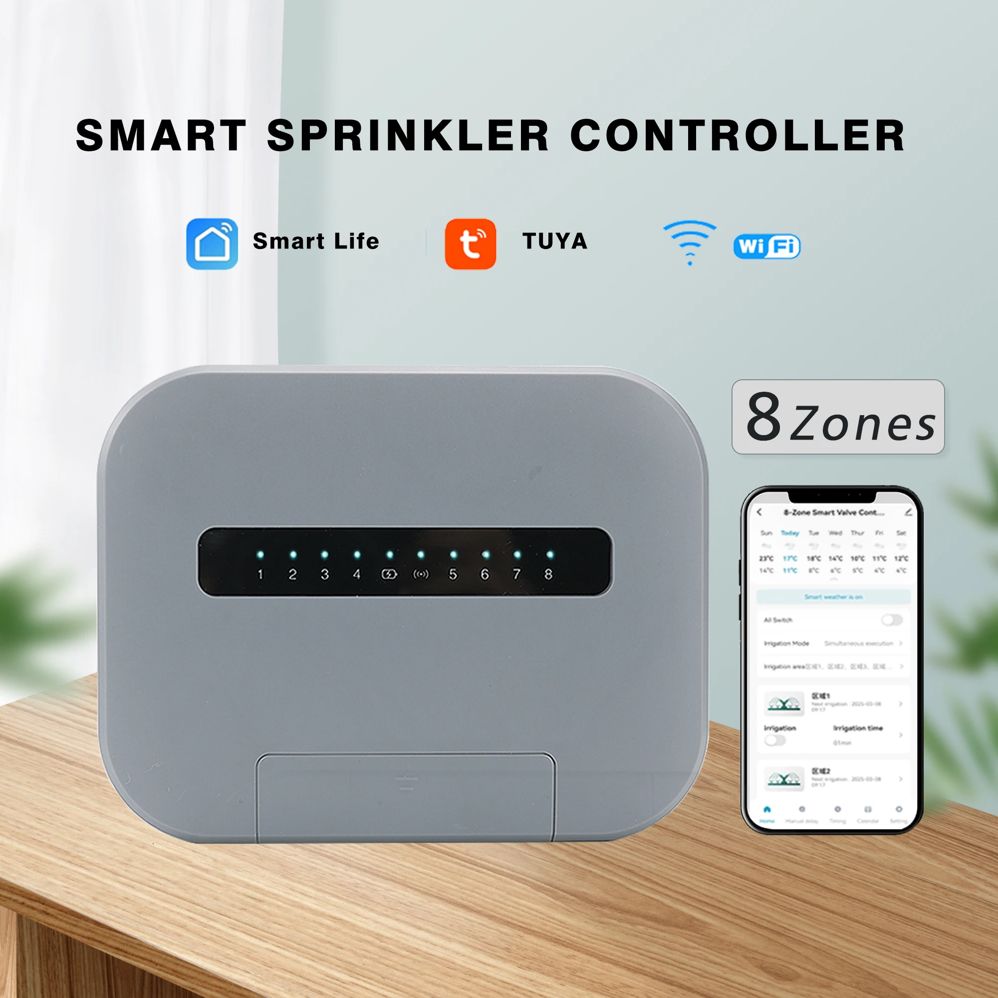6/8 Stazione Tuya WiFi Controller per irrigazione intelligente per interni Sistema