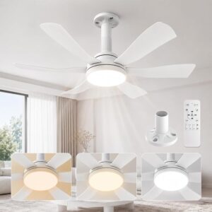 Hisummer 71cm Ventilatore da Soffitto con Luce e Telecomando
