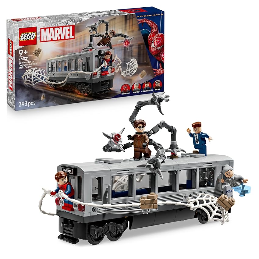 LEGO ǀ Marvel Spider-Man Contro Doc Ock: Duello sul Treno - Giocattolo da Esposizione con 4 Minifigure