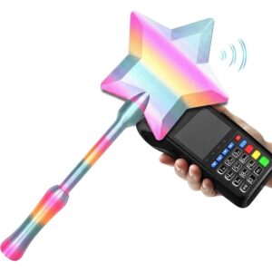 RhiVrillion Bacchetta Magica Porta Carte di Credito 3D Stella Arcobaleno per Pagamenti Contactless
