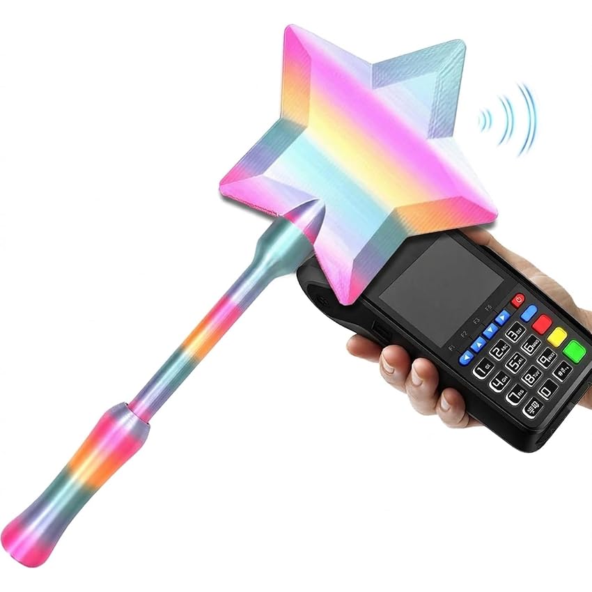 RhiVrillion Bacchetta Magica Porta Carte di Credito 3D Stella Arcobaleno per Pagamenti Contactless