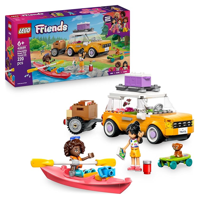 LEGO Friends Viaggio in Auto con il Cucciolo - Macchina Giocattolo con Rimorchio