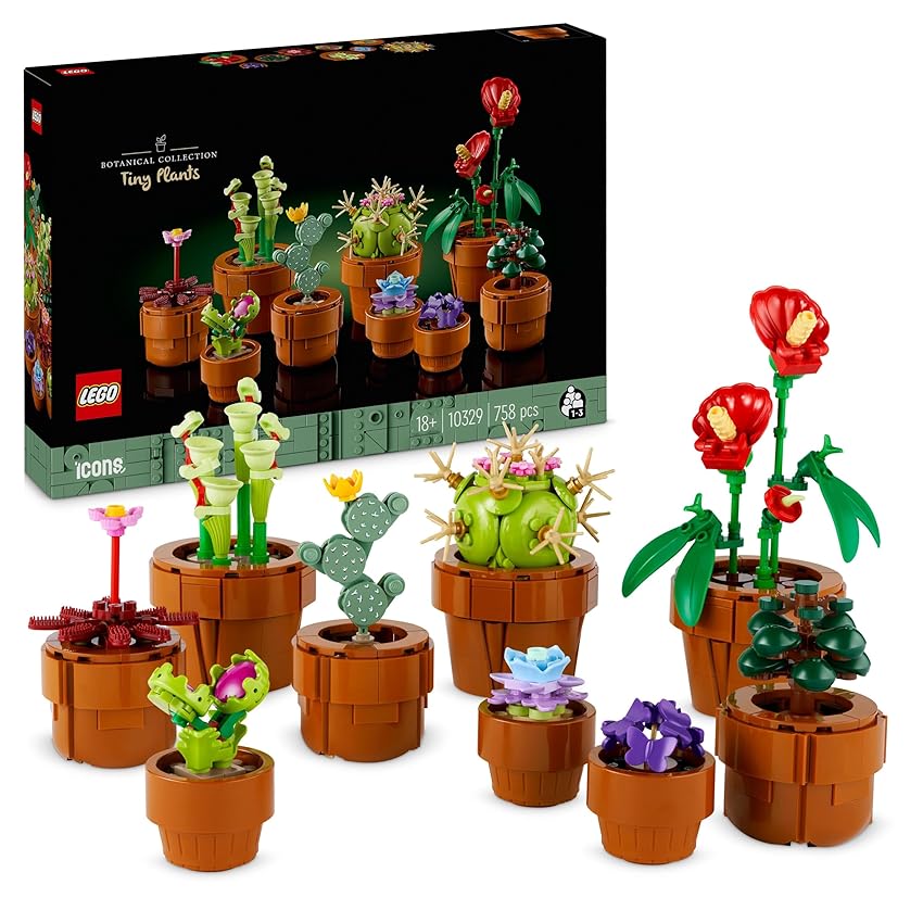 LEGO Botanicals Piantine - Set di 9 Piante con Fiori Artificiali in Vaso da Interni