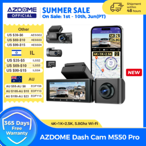 AZDOME M550 Pro Dash Cam Car DVR 5.8Ghz WiFi 3.19 "IPS 2 o 3 canali Dash Camera GPS
