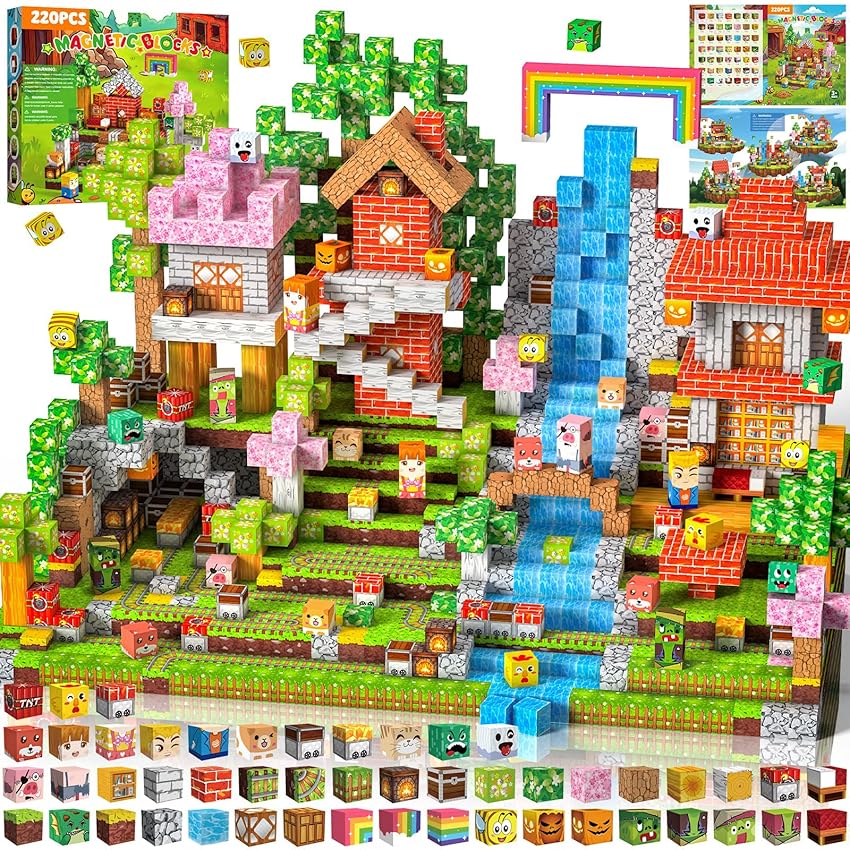 Costruzioni Magnetiche per Bambini 220 PCS 2CM 3+. Giochi cubi magnetici Montessori Costruzioni Magnetiche per Bambini 220 PCS 2CM 3+. Giochi cubi magnetici Montessori