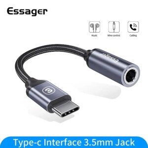 Essager USB tipo C 3.5 Jack adattatore per auricolari USB C a 3.5mm cuffie cavo adattatore