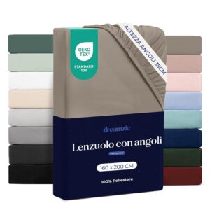 Dreamzie Lenzuolo con Angoli Matrimoniale 160x200 cm - Altezza Materasso fino a 33 cm