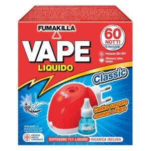 Vape Zanzare Diffusore Elettrico Classic Con Ricarica Liquida 60 Notti 30Ml