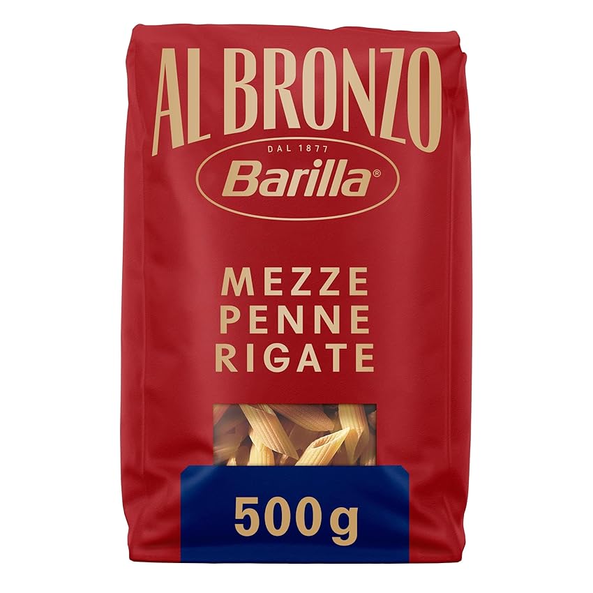 Barilla Pasta Al Bronzo Mezze Penne Rigate 100% Grano Italiano Barilla Pasta Al Bronzo Mezze Penne Rigate 100% Grano Italiano