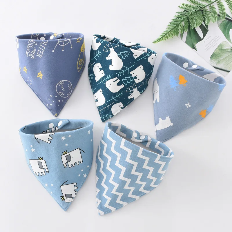 5 pezzi Asciugamano per saliva per bambini Sciarpa triangolare Bandana in puro cotone