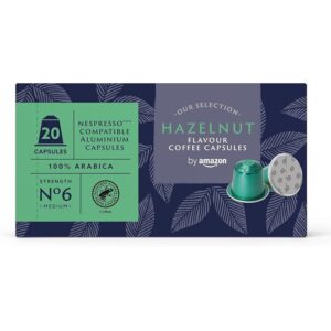 by Amazon Capsule di caff&egrave; in alluminio aromatizzate alla nocciola compatibili con Nespresso