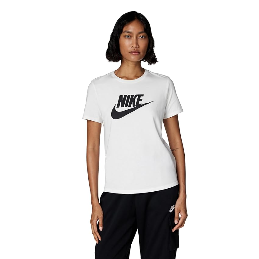 NIKE DX7906-100 W NSW TEE ESSNTL ICN FTRA T-Shirt Donna WHITE/BLACK/BLACK Taglia M