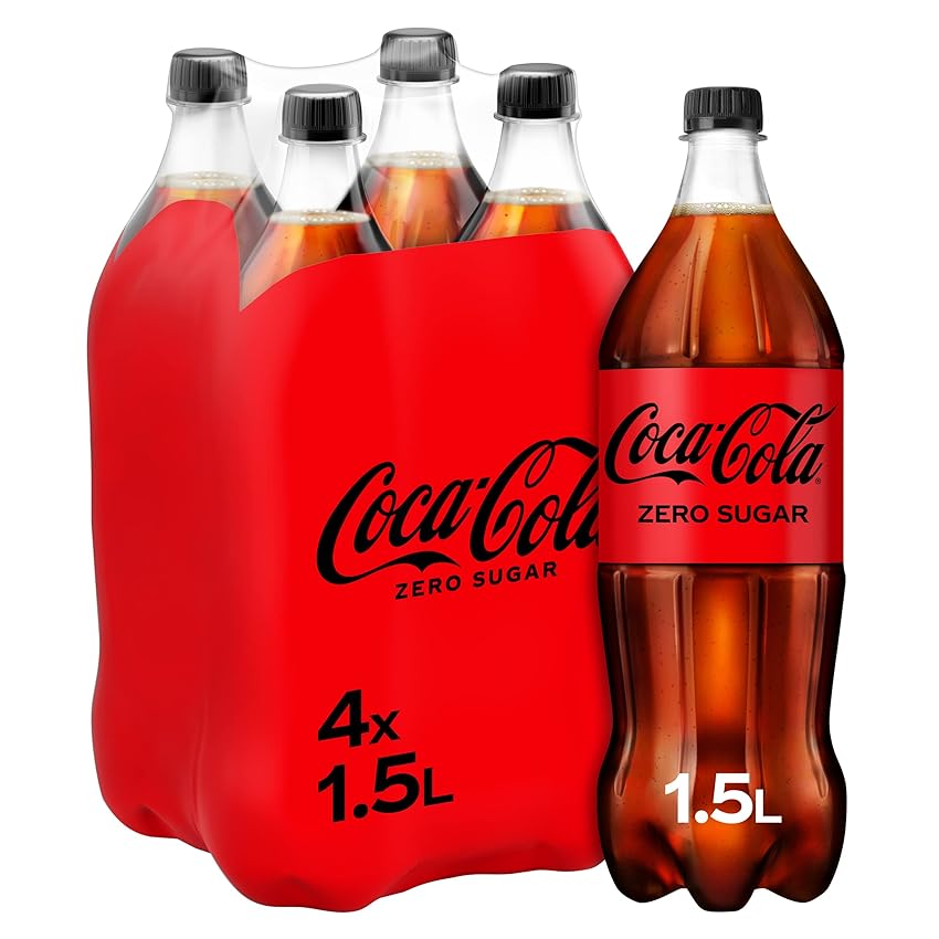 Coca-Cola Zero Zuccheri Zero Calorie - 4 Bottiglie da 1 Coca-Cola Zero Zuccheri Zero Calorie - 4 Bottiglie da 1