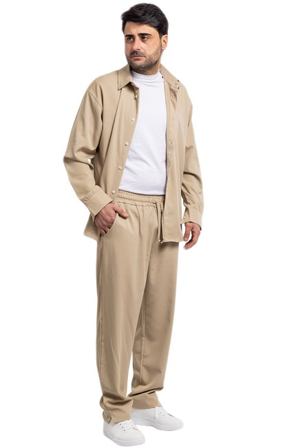 Coordinato Uomo Camicia Pantaloni Completo Estivo Made In Italy Casual VEQUE