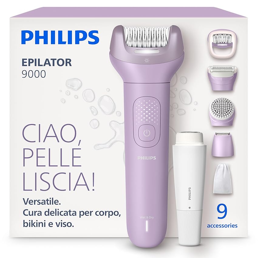 Philips Epilatore Serie 9000 - Epilatore elettrico Wet & Dry senza fili