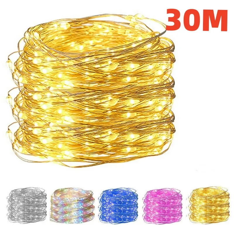 10/20/30M USB LED Luci Della Stringa di Rame Filo di Argento Ghirlanda di Luce Impermeabile