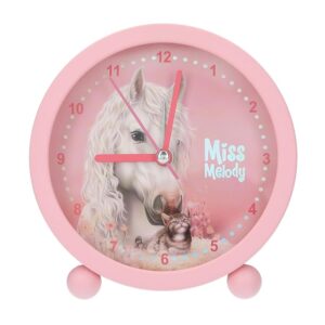 Depesche 14088 Miss Melody - Sveglia Rosa per Bambini con Motivo a Cavalli e Gattini