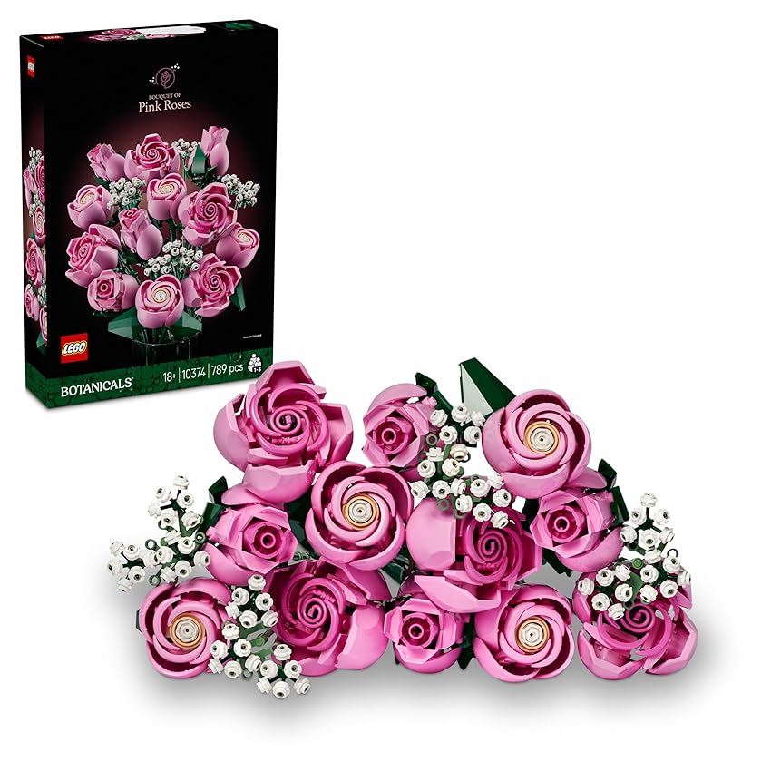 LEGO Botanicals Bouquet di Rose Rosa - Costruzioni per Adulti di Fiori Finti LEGO Botanicals Bouquet di Rose Rosa - Costruzioni per Adulti di Fiori Finti