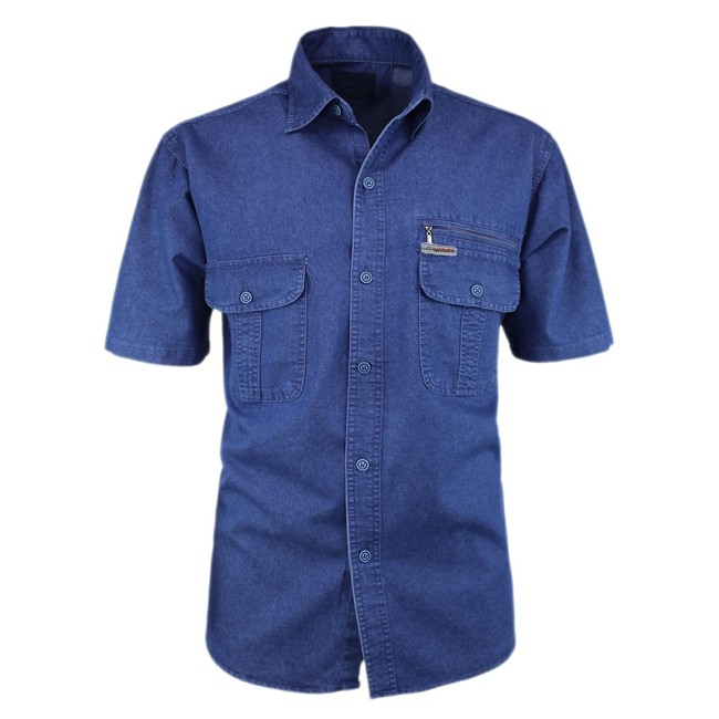 Camicia Uomo Di Jeans Con Taschino Mezza Manica Corta Vestibilita' Comoda VEQUE