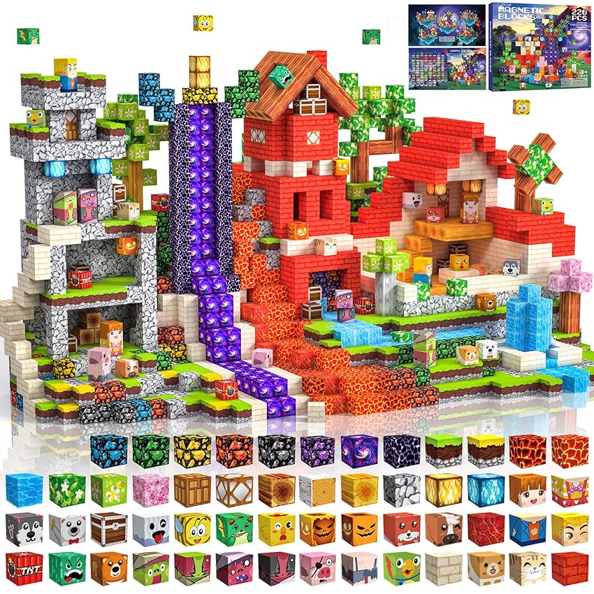 Costruzioni Magnetiche per Bambini 220 PCS 2CM 3+ Giochi Cubi Magnetici Costruzioni Magnetiche per Bambini 220 PCS 2CM 3+ Giochi Cubi Magnetici