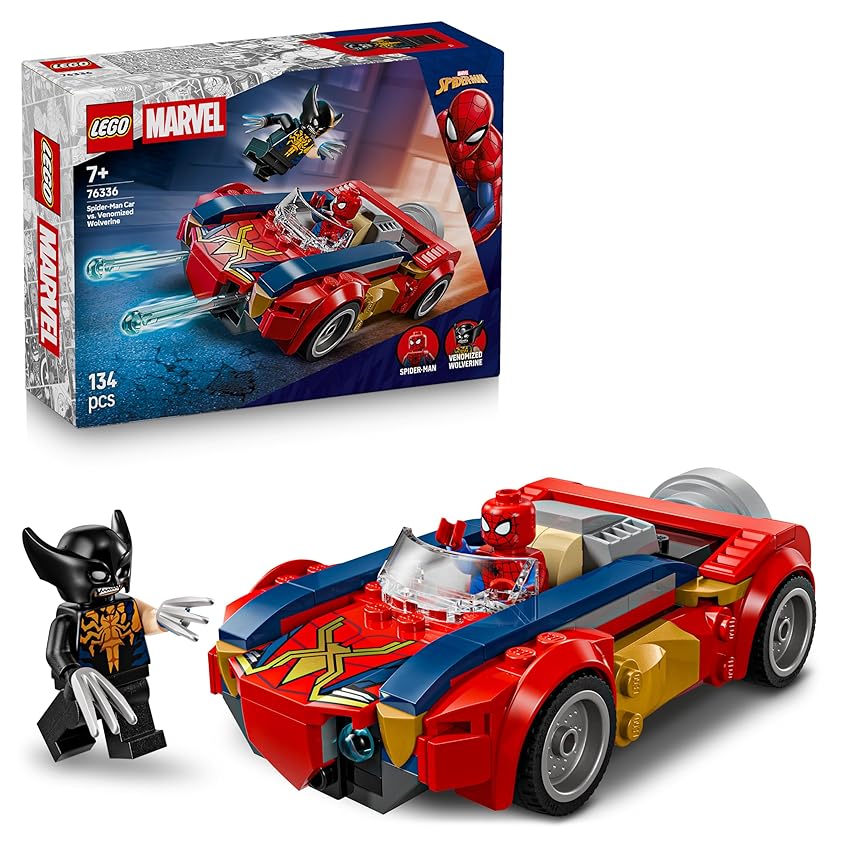 LEGO | Marvel Auto di Spider-Man vs. Venomized Wolverine - Giocattolo dei Supereroi