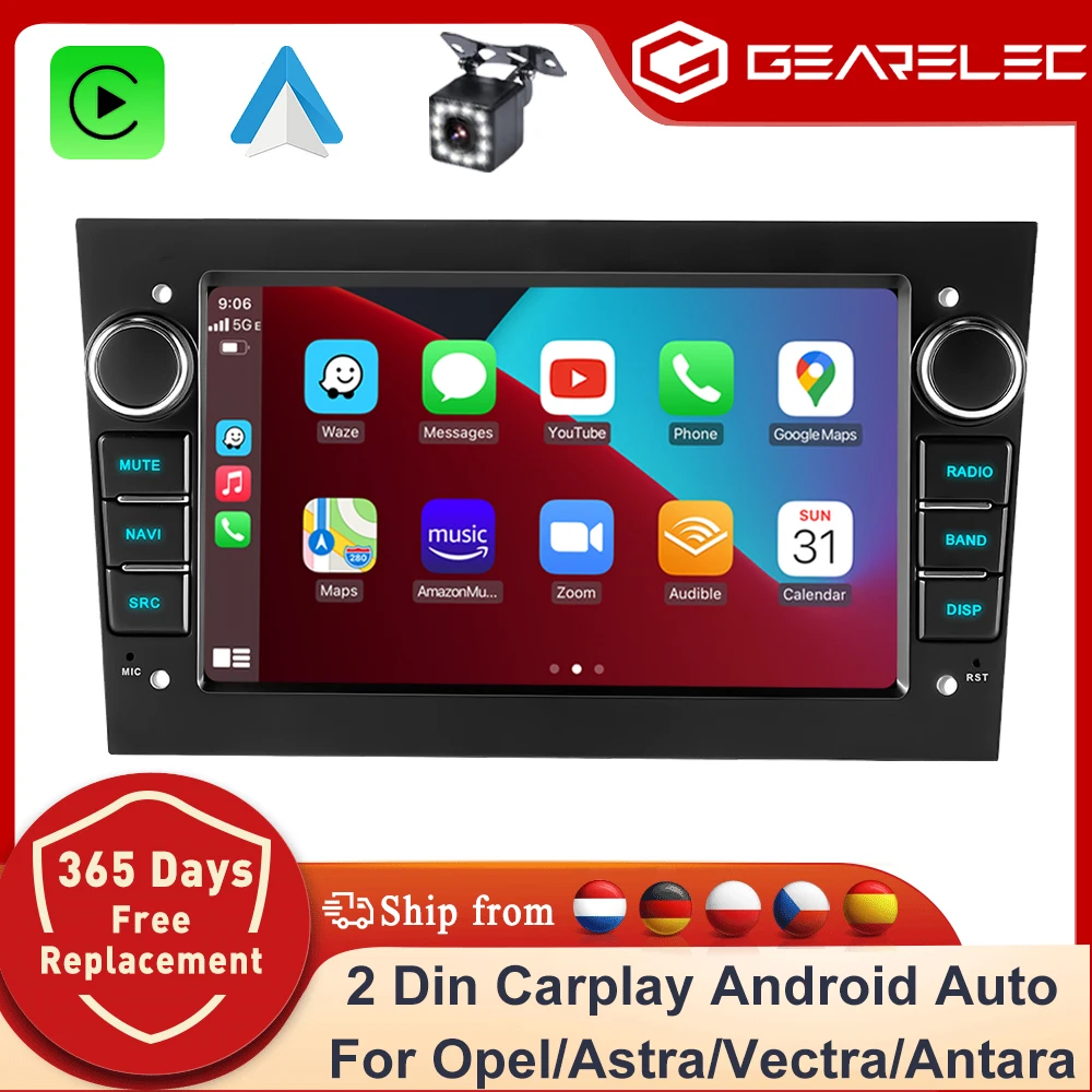 Autoradio Android 14 2 Din con CarPlay per Opel Astra H G J Zafira B Corsa C D Antara Vectra Vivaro