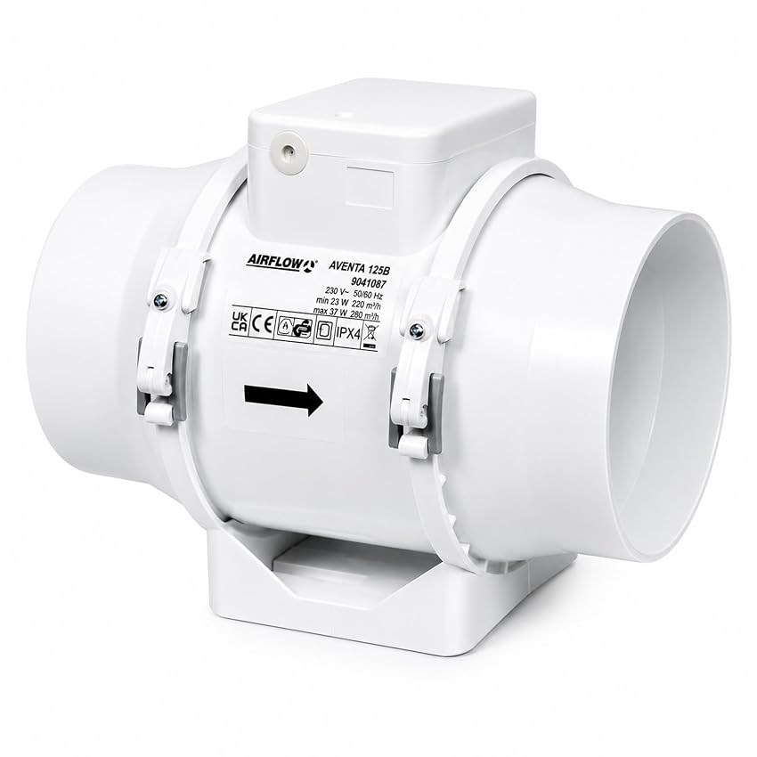 Airflow Aventa 125T Ventilatore In‑Linea con Timer