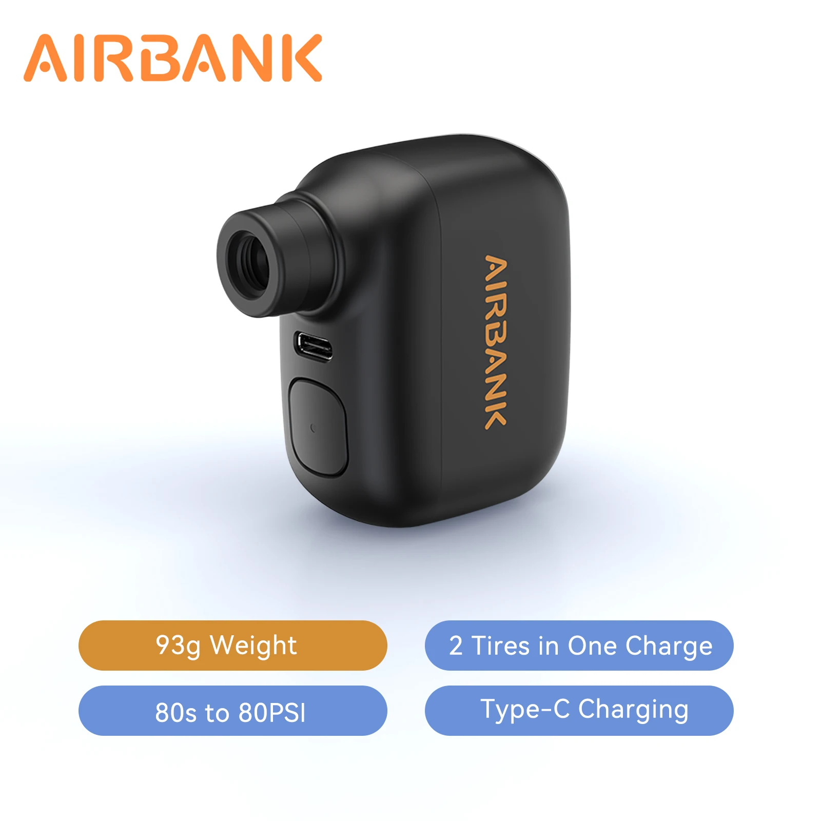 AIRBANK AS100 Mini Pompa da bicicletta portatile Gonfiatore d'aria ricaricabile 100PSI Tipo