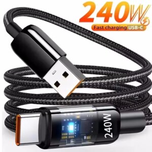 Cavo USB Type C in nylon da 240W per ricarica super rapida