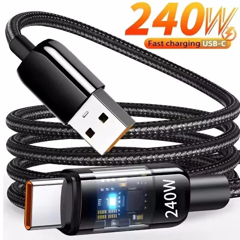 Cavo USB Type C in nylon da 240W per ricarica super rapida