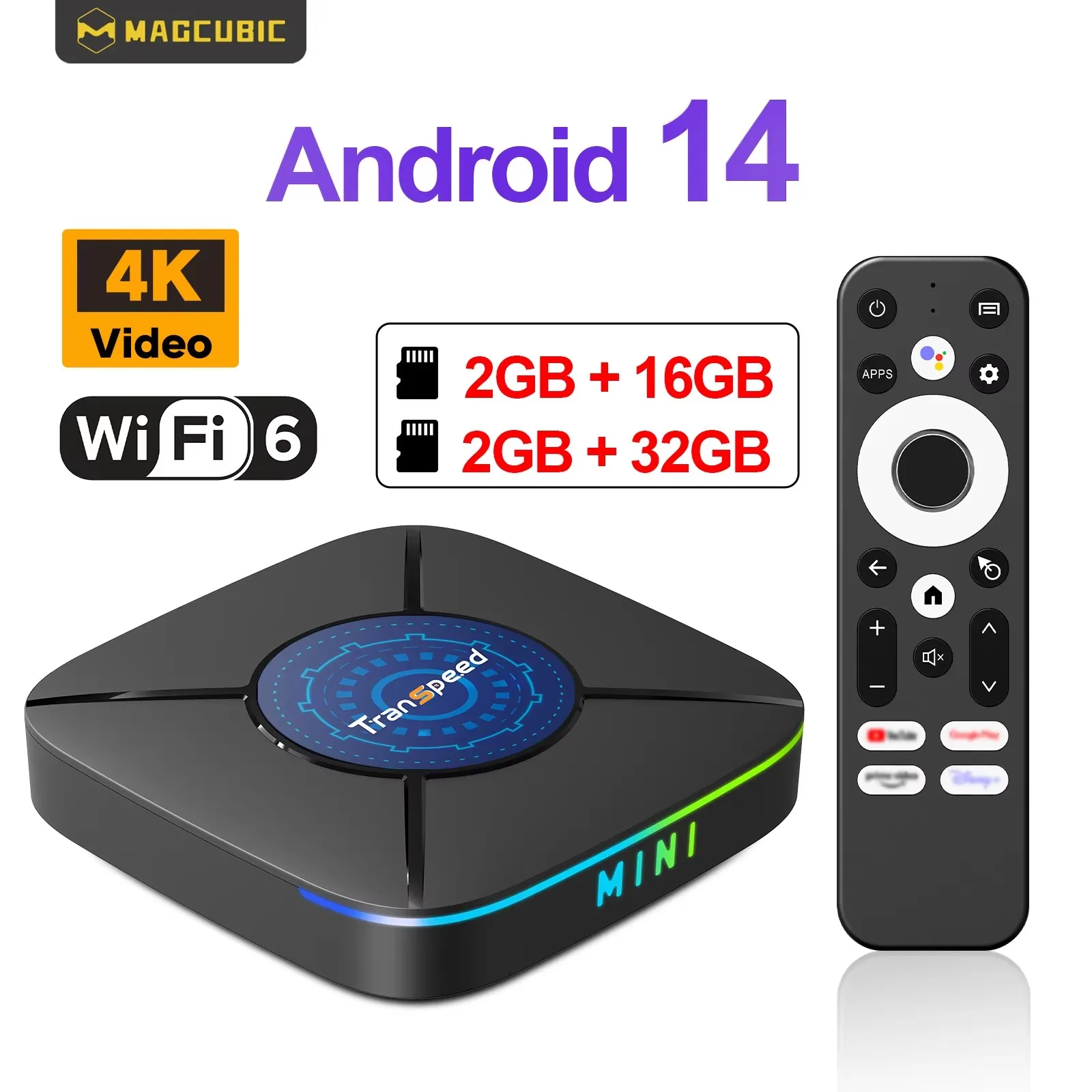 Transpeed K8 ATV Android 14 TV BOX RK3518 con Assistente Vocale