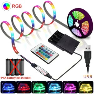 Luci a LED RGB con batteria Strisce LED USB 5V Nastro flessibile con telecomando IR