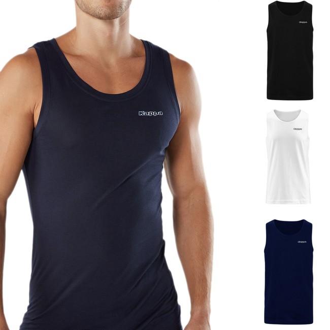 Set 3 Pezzi Canotta Uomo Kappa Canottiera 100% Cotone Kit Maglia Shirt Casual