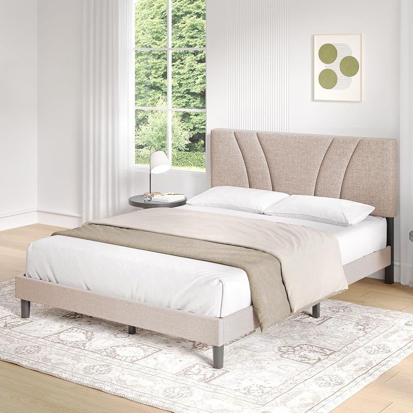 Novilla Telaio del Letto Matrimoniale 180x200 Rete Letto a Piattaforma Imbottito con