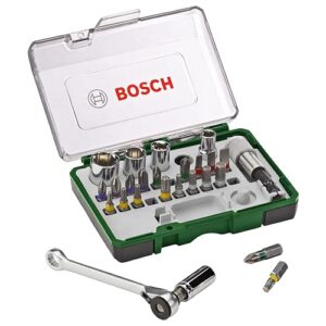 Bosch Set da 27 Pezzi di bit avvitamento e cricchetti