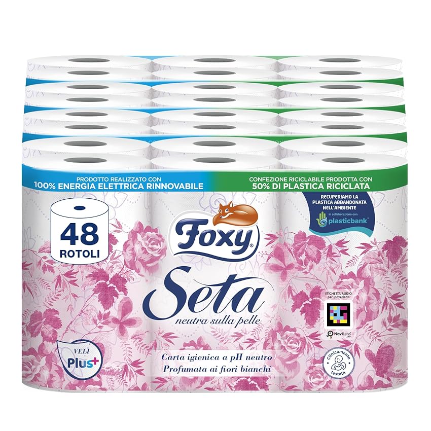 Foxy Seta | Carta igienica 200 strappi x 48 rotoli Foxy Seta | Carta igienica 200 strappi x 48 rotoli